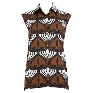 Prada Brown and White Patterned Top